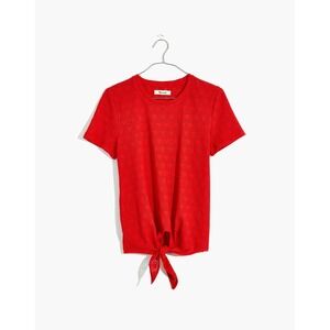 Texture‎ & Thread Madewell Red Knit Modern Tie-Front Tee in Geo-Eyelet M School